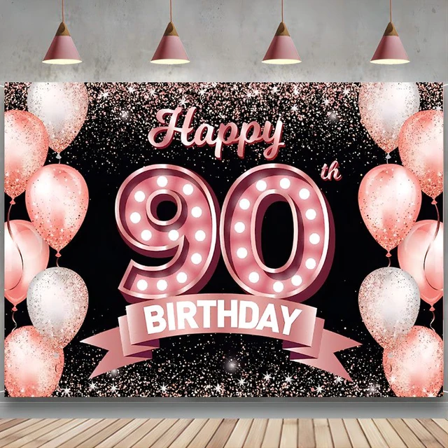 Fondo de decoración para fiesta de cumpleaños para mujer, pancarta de mesa  de pastel, feliz 40 cumpleaños, rosa, oro, 40 años - AliExpress