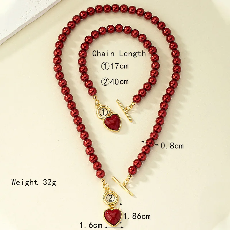2 Pieces Women's Creative Pearl Love Jewelry Set Necklace Bracelet For Weddings Banquets Parties Festivals Gifts jewelry sets