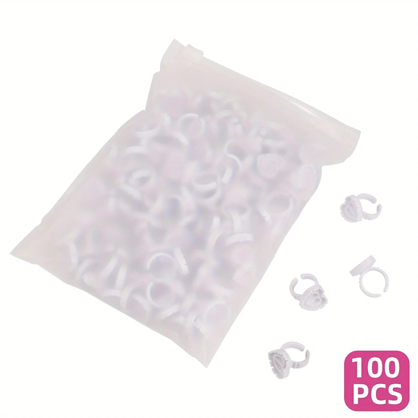 100 PCS Glue Rings Smart Glue Cups Lash Glue Holder Heart Glue Cups Lash Glue Rings Fanning Blossom Cups For Eyelash Extensions