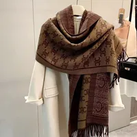 New Double-Sided Cashmere Scarf for Women - Long Fringe Shawl, Fall/Winter Wrap, Luxury Print