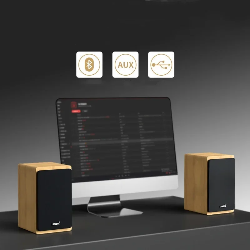 V-121 나무 2.0 컴퓨터 서브우퍼 HIFI 홈 시어터 유선 사운드 시스템, 데스크탑 미니 E스포츠 게임 블루투스 스피커, USB AUX TF