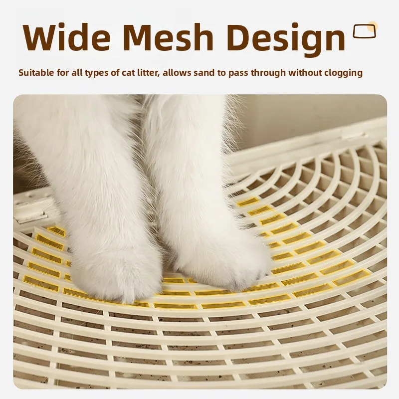 Double Layer Anti-Spla  Litter Mat Pedal  Toilet Prevents Debris from  Litter Box out of Tray Open Top Design Square