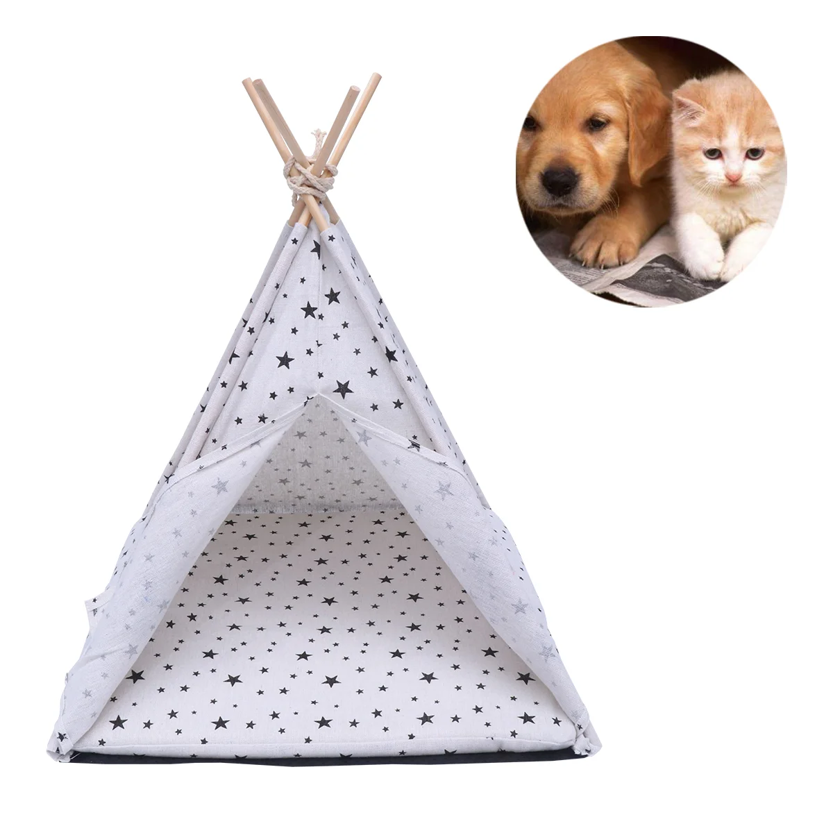 

Little Pets Tent, 1 Pc And Cat Teepee Bed Pets Portable Tent House Washable Breathable Cage for Small|53X43X43CM