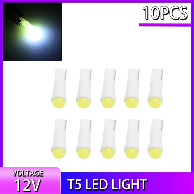 10pcs White T5 COB 1LED Car Dashboard Cluster Gauge Instrument Light Wedge Bulb Interior Lights | Автомобили и мотоциклы