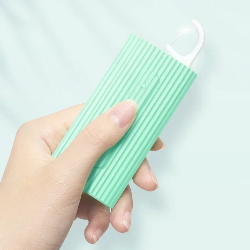 1 set plastic automatic portable teeth flosser storage box floss pick dispenser for traveling camping dental floss dispenser