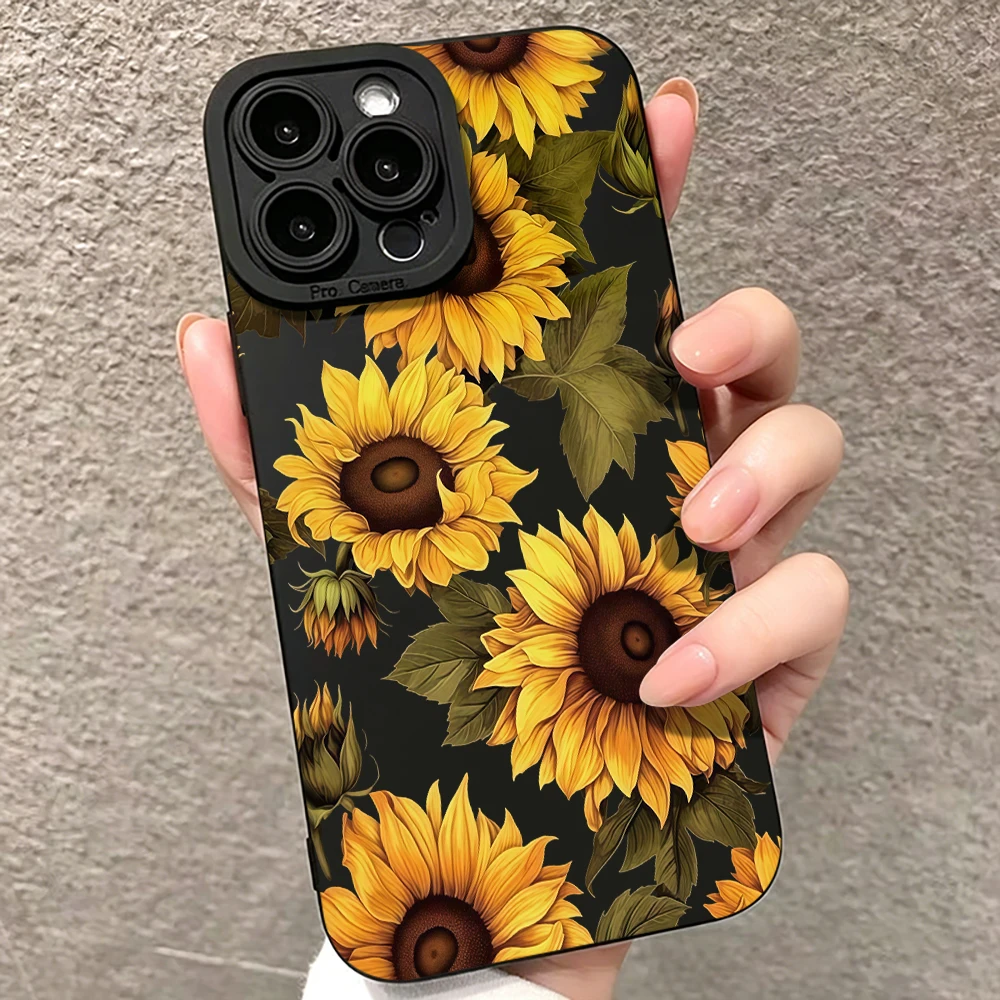 Vibrant Sunflower Floral Print Phone Case - Durable TPU Cover