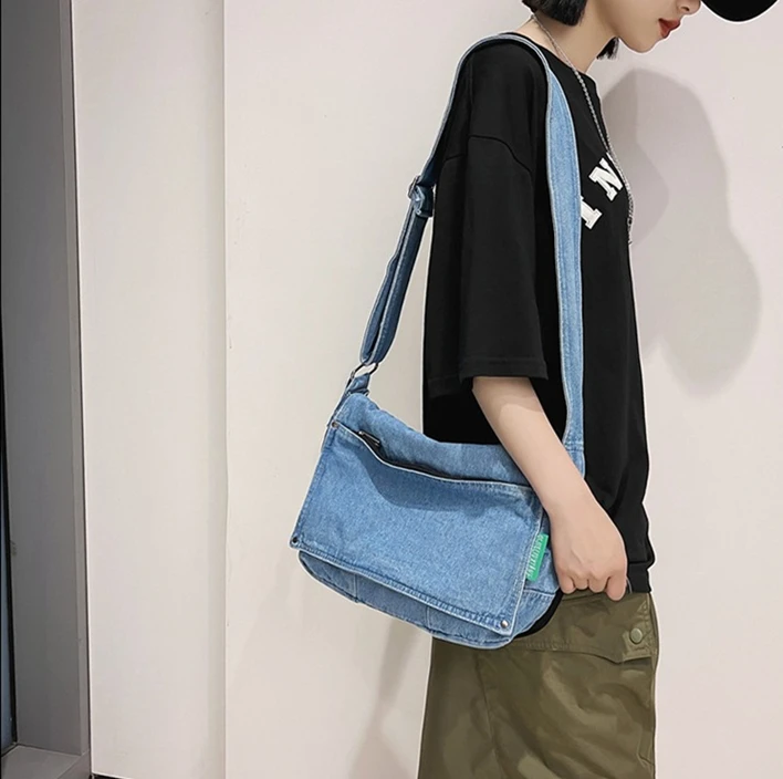 Vintage Denim Bag for Women Men Casual Tote Bag Aesthetic School Bag Denim  Messenger Bag Travel Book Shoulder Crossbody Bags New - AliExpress