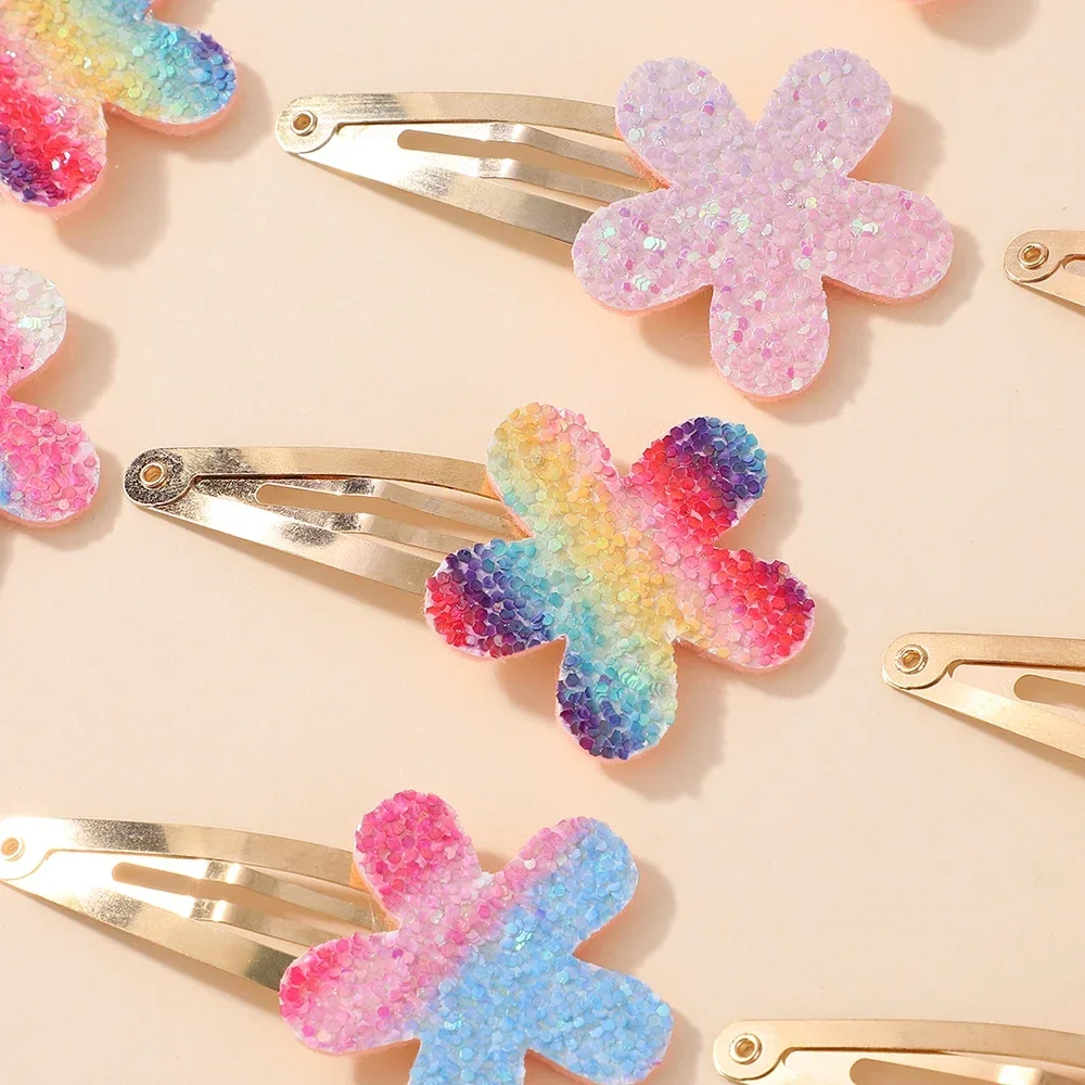 16Pcs/set Cute Glitter Rainbow Heart Star BB Handmade Hair Clips for Girls Handmade Hairpins Barrettes Headwear Hair Accessories 6