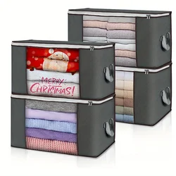 Versatile Durable Storage Bags with Handles - Foldable Organizer for Clothing, Blankets, and Bedding (Gray-4PC)