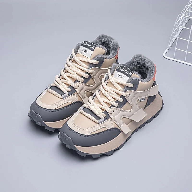 سميكة سوليد الأحذية الرياضية للنساء ، المخملية الا...