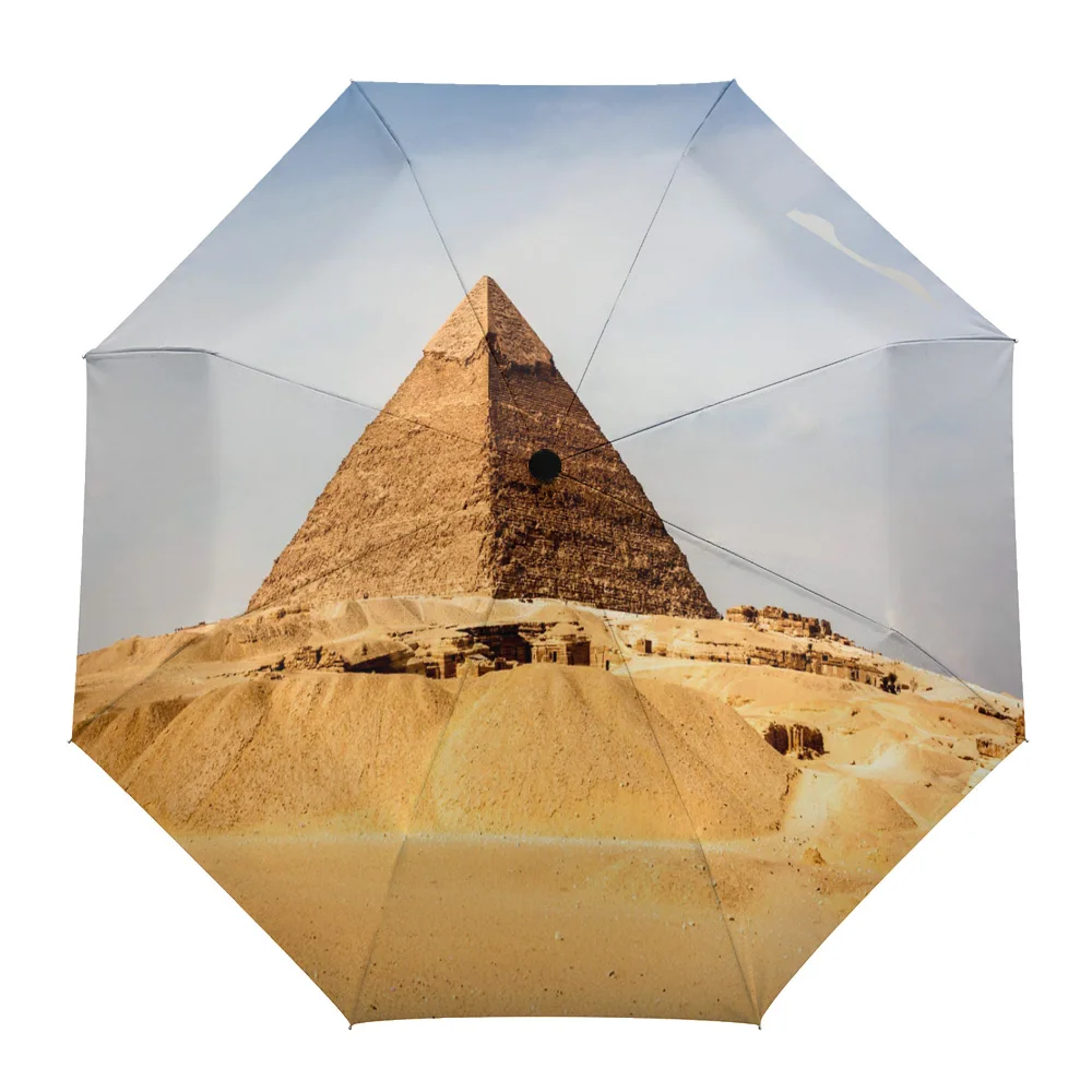 

Egyptian Pyramids Fully-automatic Parasol Umbrella Eight Strand Umbrella Foldable Rain Outdoor Umbrella for Kid Woman Male