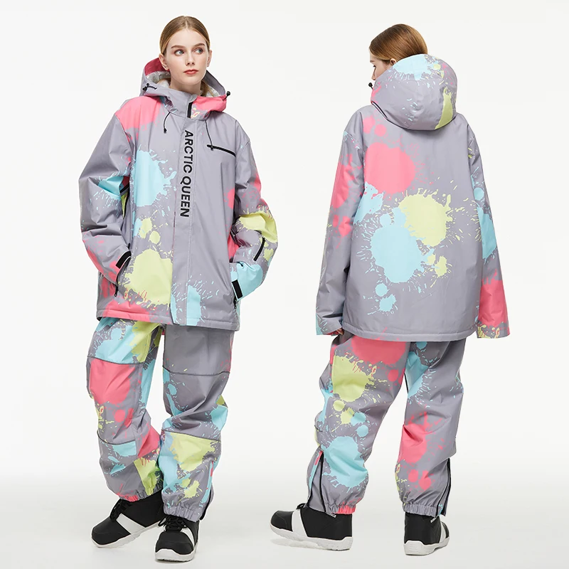 Colorful Sets Women Ski Clothes Snow Wear Suit Sets Snowboard Clothing Winter Costume Ski Jacket and Strap Pant for Girl's