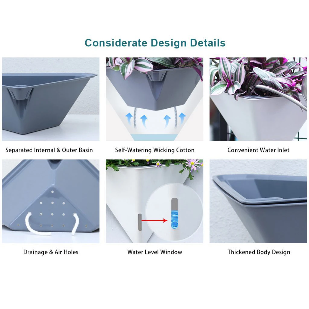 Triangular Wall Mounted Flower Pots Self Watering Hanging Basin Plants Lazy Flowerpot Office Home Garden Accessories flower pot hydroponic flower pot plant pot