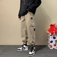 

Corduroy Ins Multi-pocket Cargo Pants Men's Loose Nine-point Pants Spring and Autumn Thin Casual Pants Mens Joggers Pants