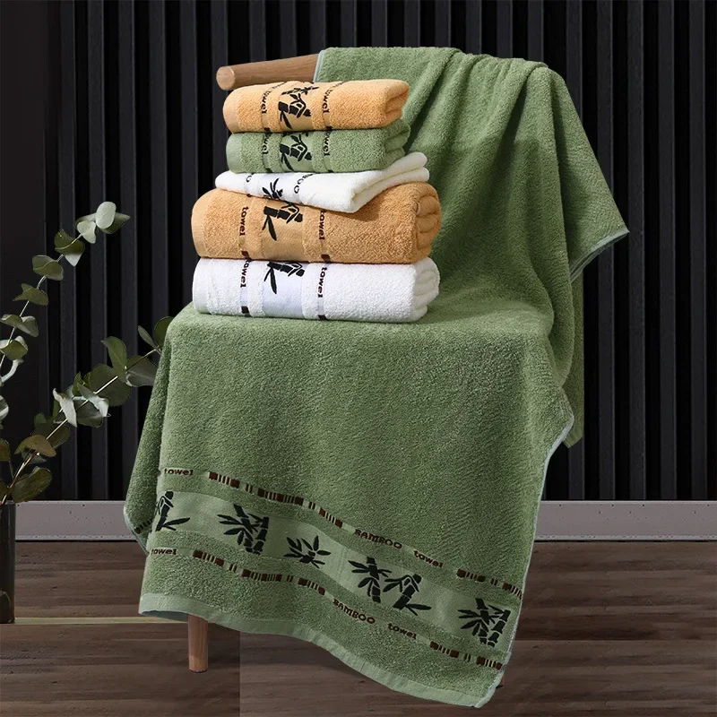 2pcs/Set Bamboo Fiber Towels Sets Home Bath Towels Adults Face Towel Thick Absorbent Luxury Bathroom Towels 2