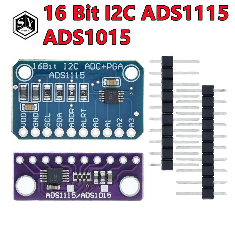 1PCS 16 Bit I2C ADS1115 ads1015 Modul ADC 4 kanal mit Pro Gain ...