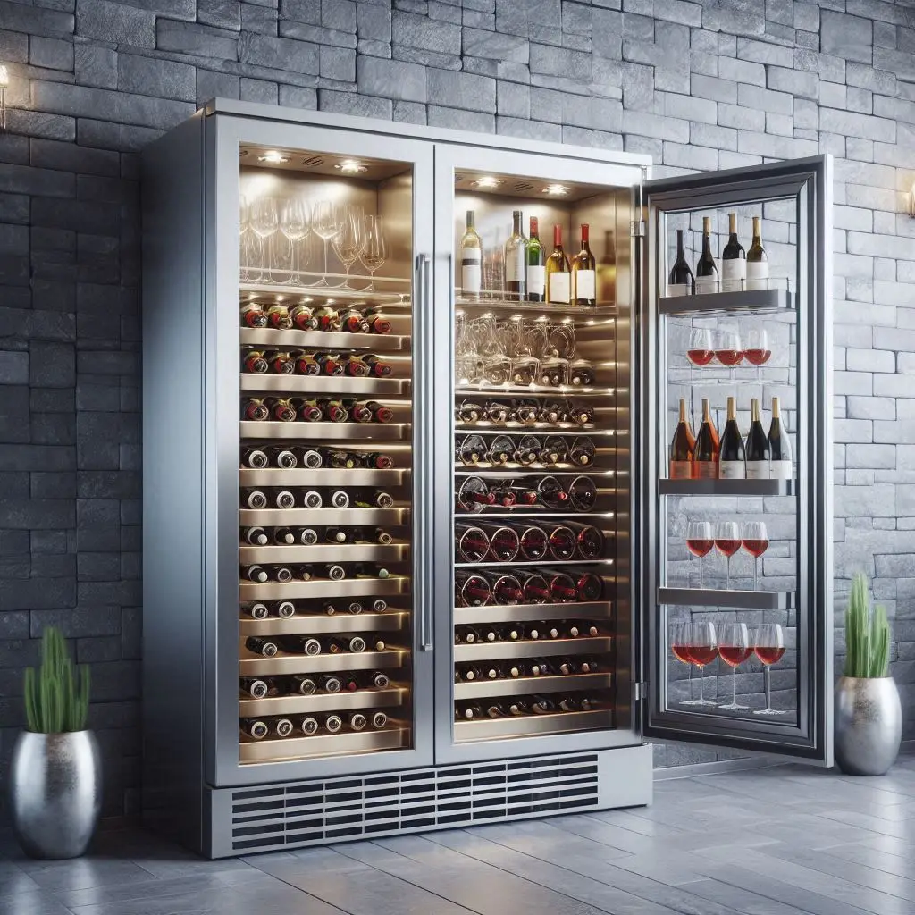 Stainless Steel Wine Storage Display Electric Wine Bottle Cooler Dual-Zone Chiller