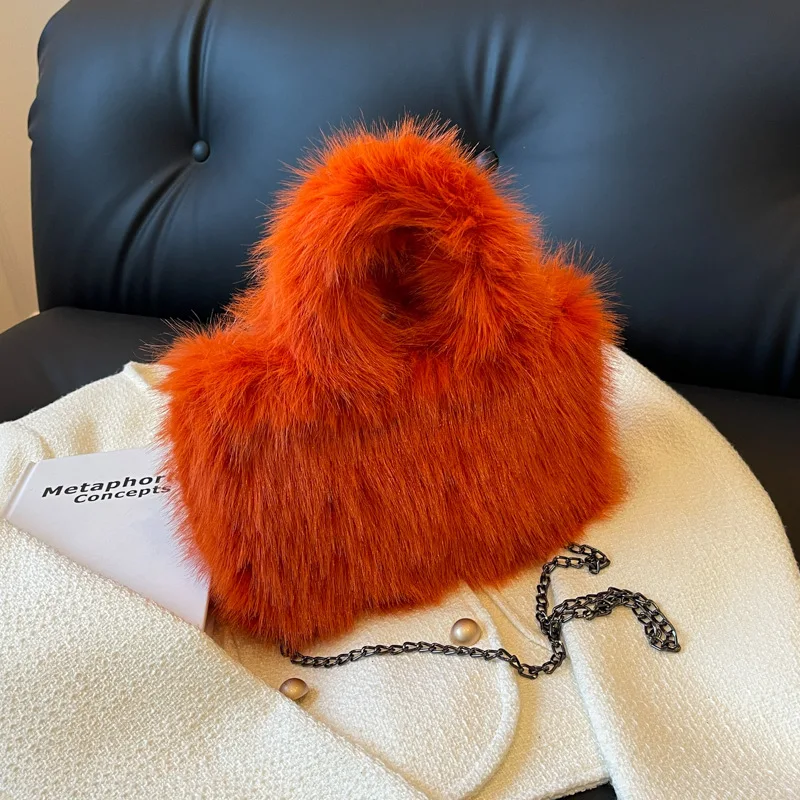 

Fluffy Faux Fur Bags for Women Handbags Winter Soft Plush Tote Bag Candy Color Warm Shoulder Crossbody Bags Mini Shopper Purses