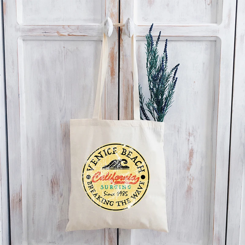 

Waves Retro Tote Bags Women Vacation Beach Vacation Bag Summer Beach Canvas Tote Bag Hawaii Shopping Bag