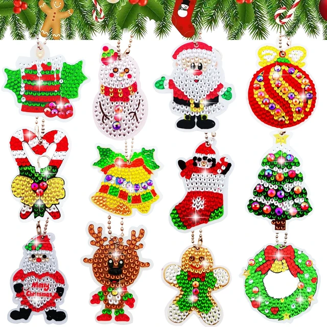 7Pcs Mini Diamond Painting Small Pendant DIY Diamond Art Christmas Ornaments  For Christmas Tree Crafts Family Decoration - AliExpress