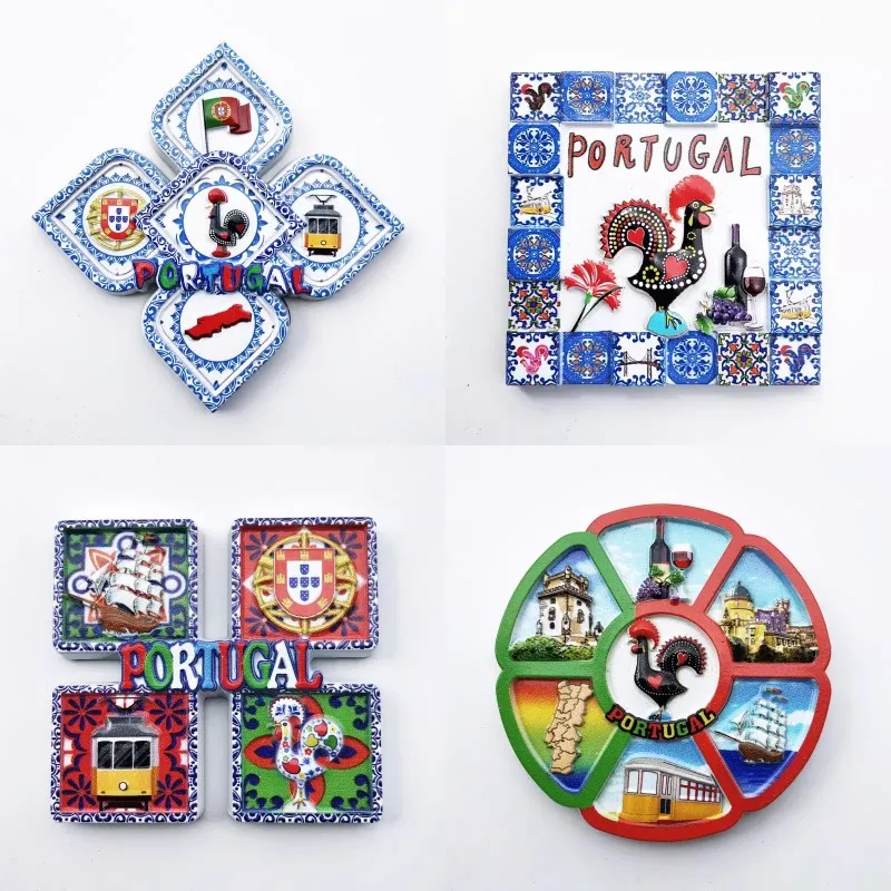 

Portugal Fridge Magnets Creative Mosaic Lisbon Cock Tourist Souvenirs Refrigerator Magnetic Stickers Wedding Gifts