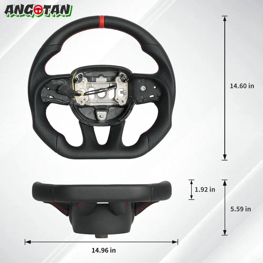 Dodge Challenger/Charger SRT HELLCAT 2015-2020 자동차 가열 스티어링 휠용 가죽 스티어링 휠 천공 가죽