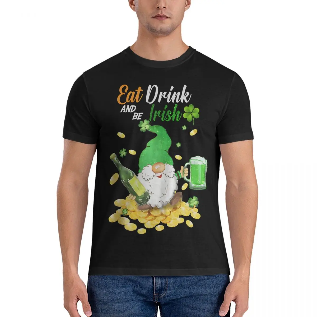 Мужские футболки счастливого дня съедобного напитка зеленого пива и быть ирландской, новинка, футболки с коротким рукавом