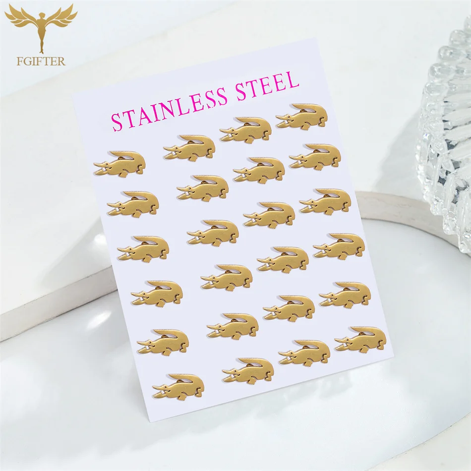 12 Pairs Stainless Steel Stud Earrings Set Punk Animal Crocodile Earrings  For Women Girls Goth Jewelry Accessories Wholesale 2