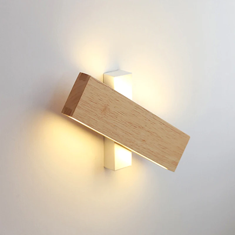 

Wood LED Wall Lights Rotate Parlor Bedroom Bedside Sconce Rectangle Home Atmosphere Wall Lamp Dropshipping