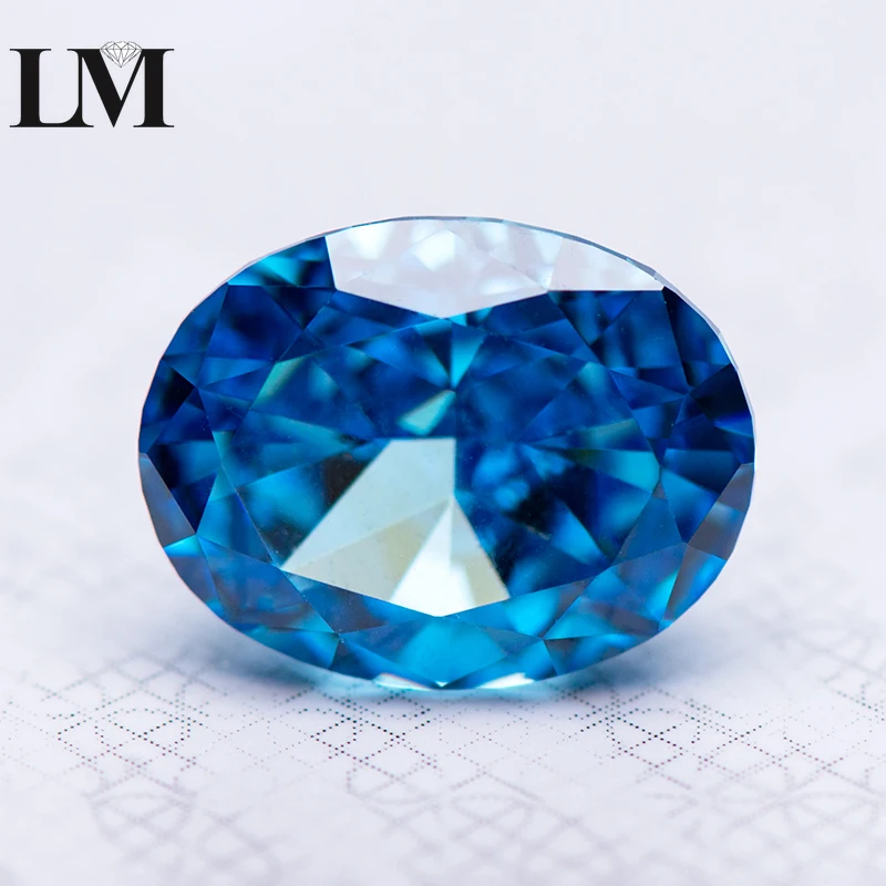 

Cubic Zirconia Stones Fancy Blue Color Oval Shape 4k Crushed Ice Cut Lab Cz Gemstone for Charms High Quality Jewelry Making