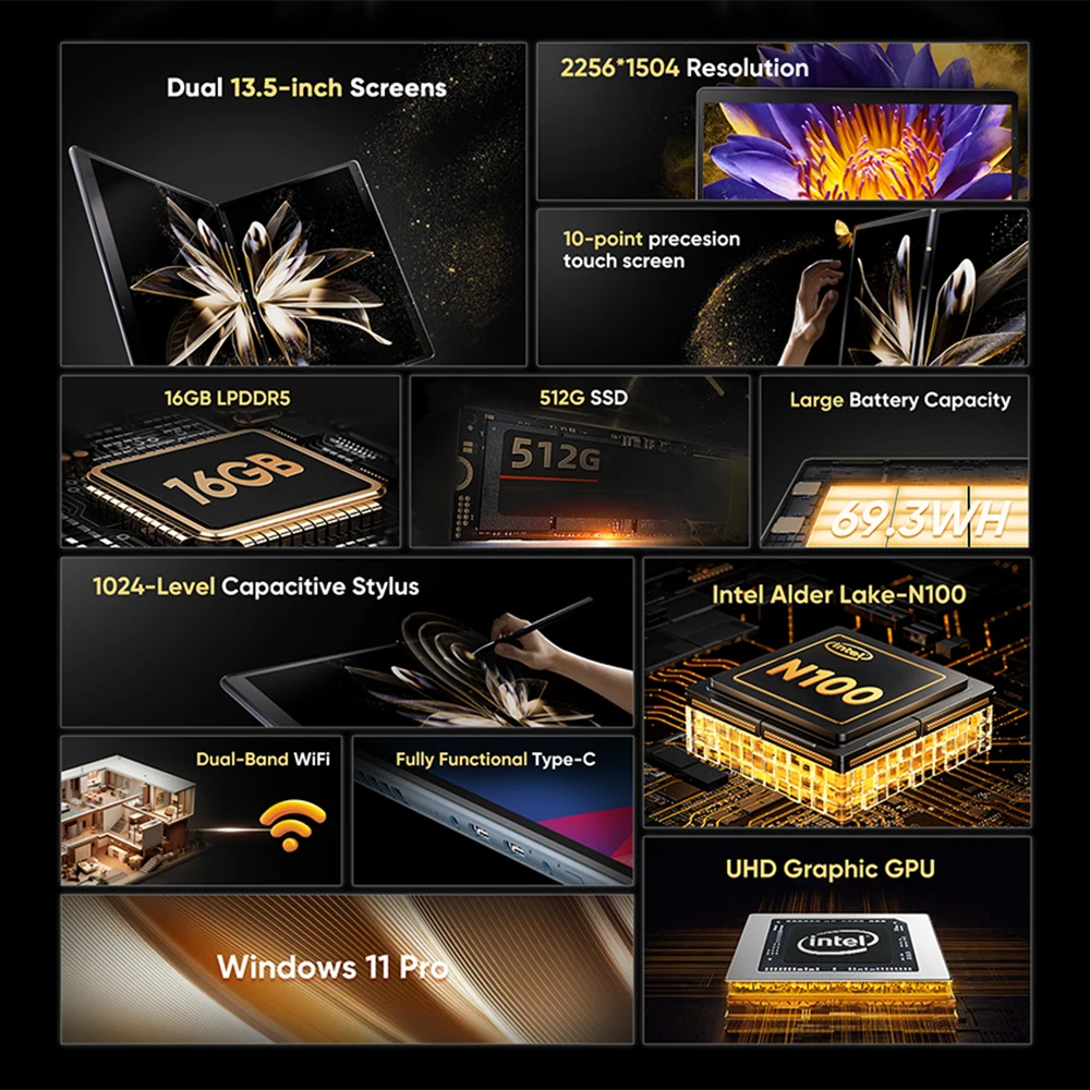 N-ONE Nbook Air Dual 13,5-calowy laptop Intel N100 16G DDR5