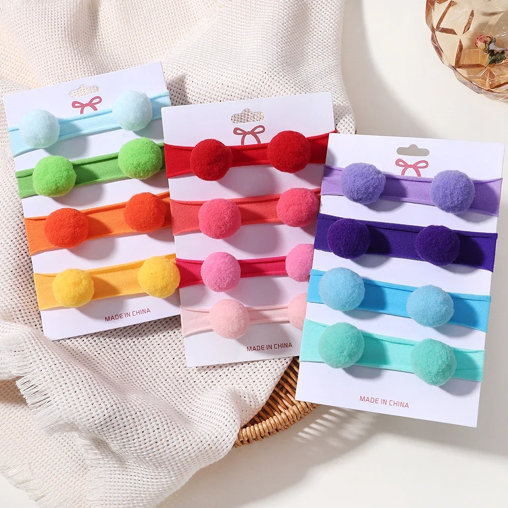 

4pcs/set New Baby Elastic Hair Band Colorful Nylon Ball Headband Children's Cute Hair Accessories Kids Headwear Soft Turban Gift