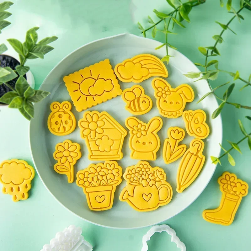 Weather Spring Collection Cookie Mold Bee Flower Rabbit Umbrella Sun Fondant Embosser Cutter Easter Birthday Cake Decoating Tool cookie cutter baking mold cookie mould cookie printing mold fondant cutter baking decorating tools cookie maker press kit
