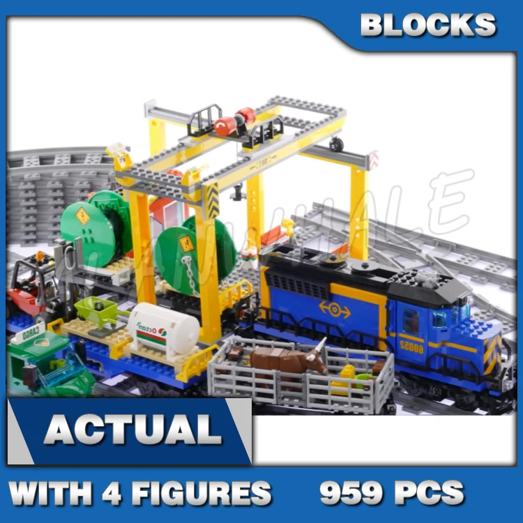 

959pcs Urban Motorized Cargo Train Remote Control Wagons Rail Track 02008 Building Blocks Set Bricks Compatible with Model