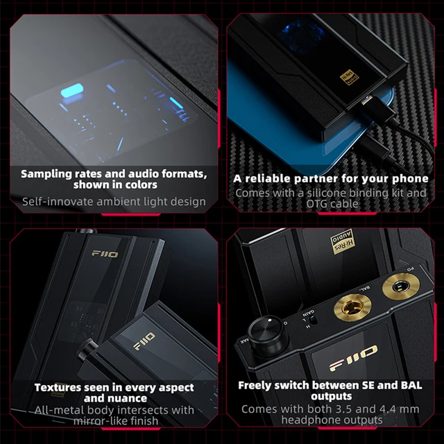 Fiio q11ポータブルヘッドフォンアンプ,384KHz/32ビット,3.5mm,出力4.4