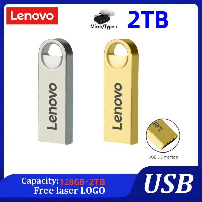 Lenovo 2Tb Usb Flash Drives 1Tb Metal Real Capacity Memory Stick Usb3.0 Memoria Flash Ad Alta Velocità Black Gift Storage U Disk Per Pc