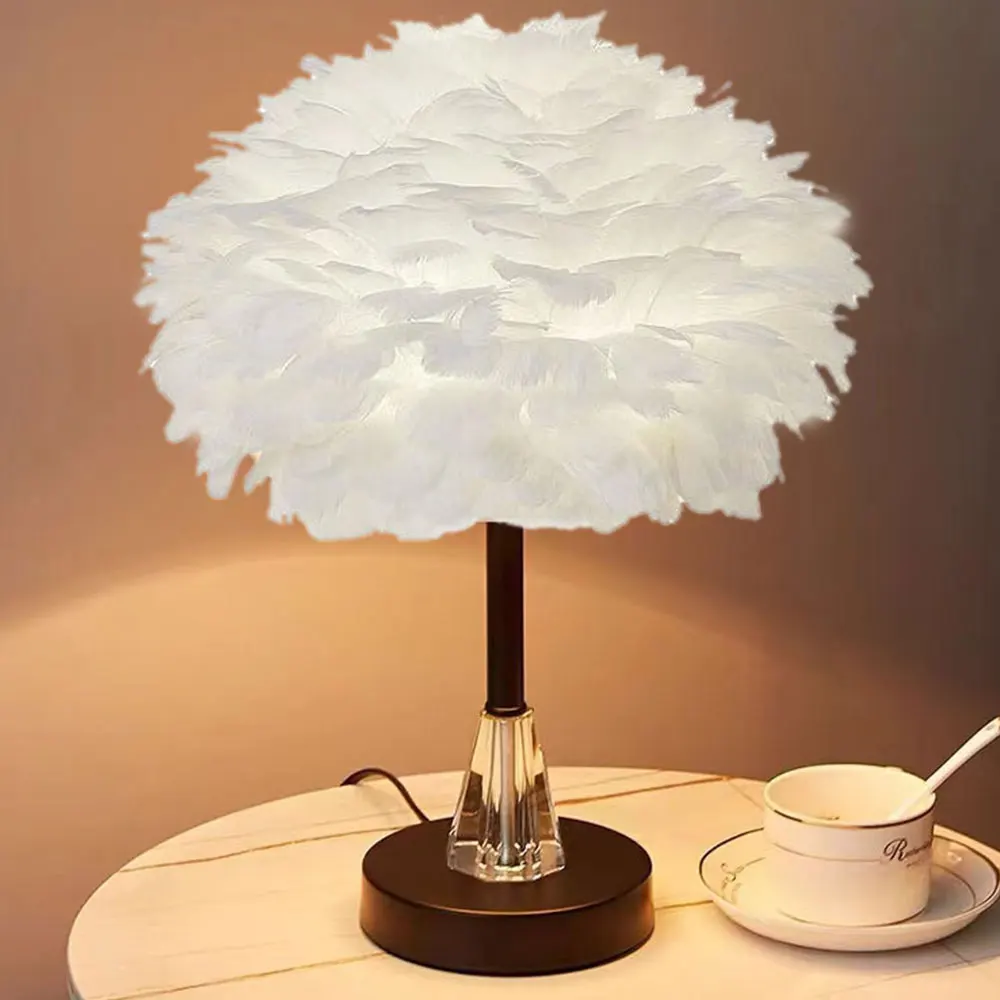 

Modern Simple Creative Feather LED Table Lamp Bedroom Study Dining Room Hotel Bedside Desk Lamp Living Room Decoration Lights
