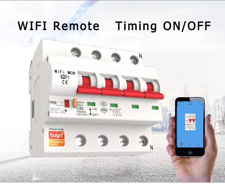 Tuya Vida Inteligente Wifi Disjuntor Interruptor de Monitoramento de Energia Controle Remoto Automático Mcb 16a125a 4p 63a - Image 2