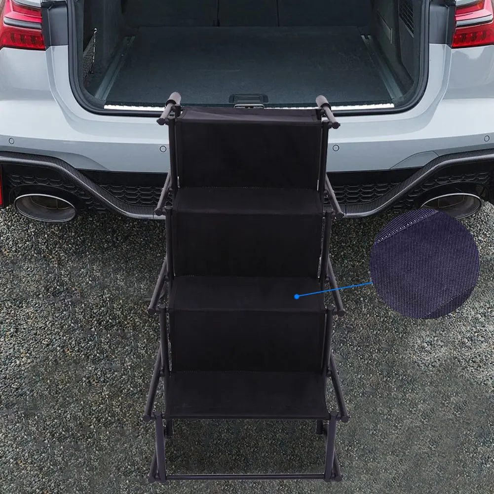 4 Steps Dog Stairs for Car Foldable Dog Ramps for Large Dogs with Non Slip Surface Portable Dog Steps for Cars and SUV, Truck