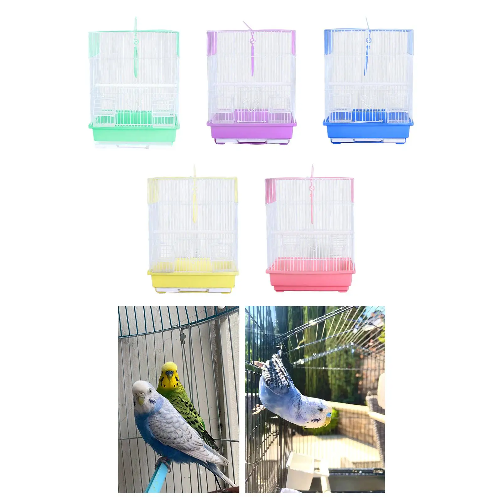Iron Big Bird Cage with Hook Pole Removable Tray for Indoor Aviary Parakeets and Finch Breeding