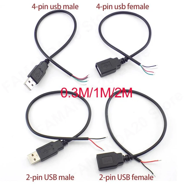 1m 2m 2-polig 4-polig USB 2.0a Buchse Stecker Buchse Strom ladung Laden  Deta Kabel Kabel Verlängerung kabel Stecker DIY 5V Adapter m20 - AliExpress