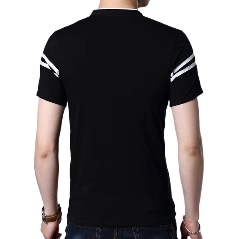 SHIONFA 여름 남성용 반팔 티셔츠, 슬림 스탠드 칼라 폴로 셔츠, 얇은 풀오버, 캐주얼 패스터 데코 의류, 한국 스타일