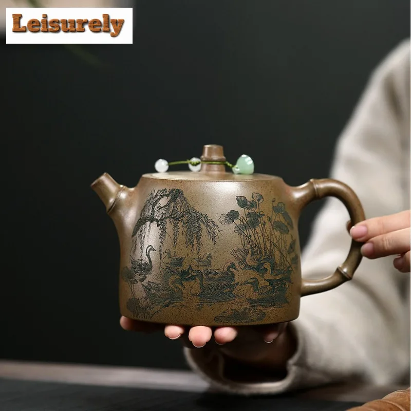 700ml Boutique Yixing Purple Clay Teapot Handmade Han Duo Pot Raw Ore Agilawood Mud Tea Soaking Kettle With Infuser Zisha Teaset