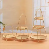 1/2/3 Layer Handwoven Fruit Basket Food Basket Decorative Standing Tray Bamboo Serving Tray Bamboo Storage Basket for Kitchen 3
