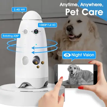 Home Full HD Pet Surveillance Camera - 2.4G WiFi App Control,Two-Way Audio, Night Vision, Remote Pet Food Feeder, Smart Dog Food 3