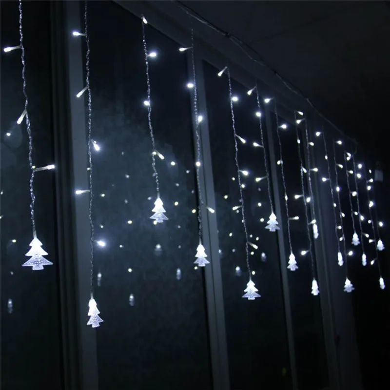 Guirnalda de luces LED con forma de copo de nieve para cortina, luces de ventana con memoria enchufables y 8 modos para guirnaldas de cortina navideñas, luces de hadas con forma de carámbano