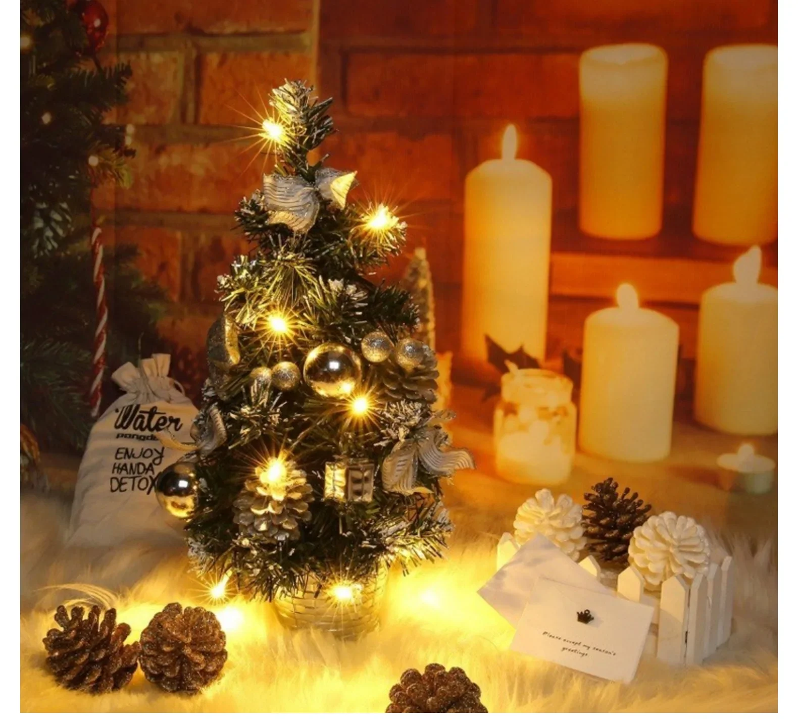 Mini Christmas Tree 40CM with Lights Home Table Decoration New Year Party Decoration Props mini christmas tree