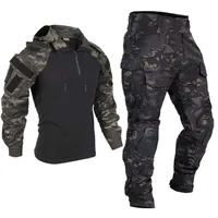 Softair Paintball Tactical Suits Worki Clothing Uniform Combat Camo Shirts Hood Cargo Pants +Pads wear-resisting Hunting Clothes 1