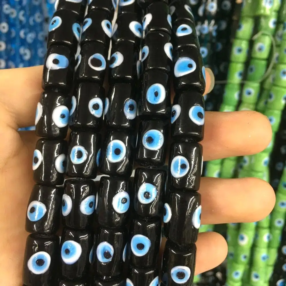 Multicolor Glass Evil Eye Bead Glass Column Beads Loose Bead For Jewelry Making DIY Bracelet Necklace Accessroeis DIY