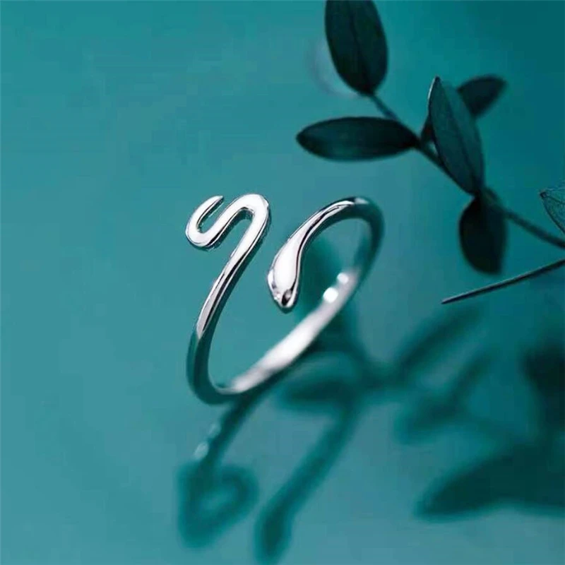 WYEAIIR 925 Sterling Silver Simple Cute Mini Snake Resizable Opening Ring For Women Luxury Jewelry 4
